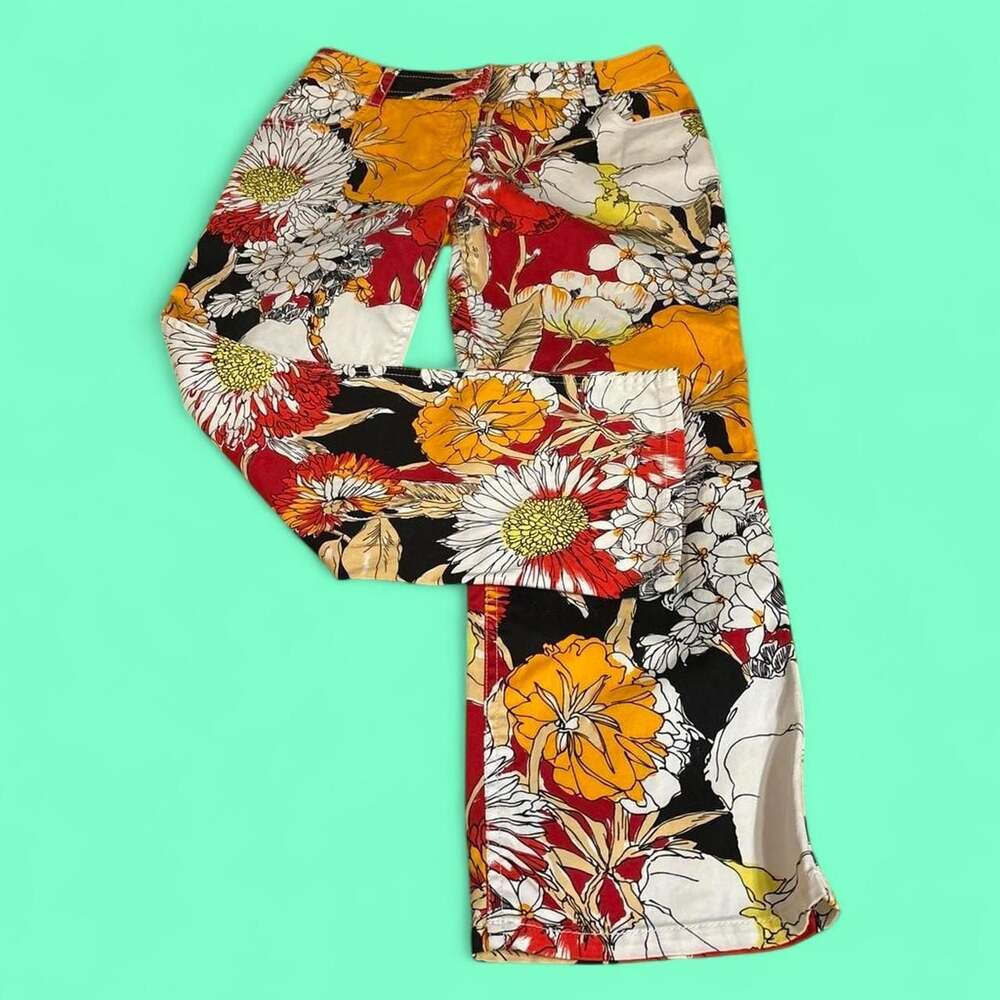 Esther Chen Retro Floral Statement Pants Size 4